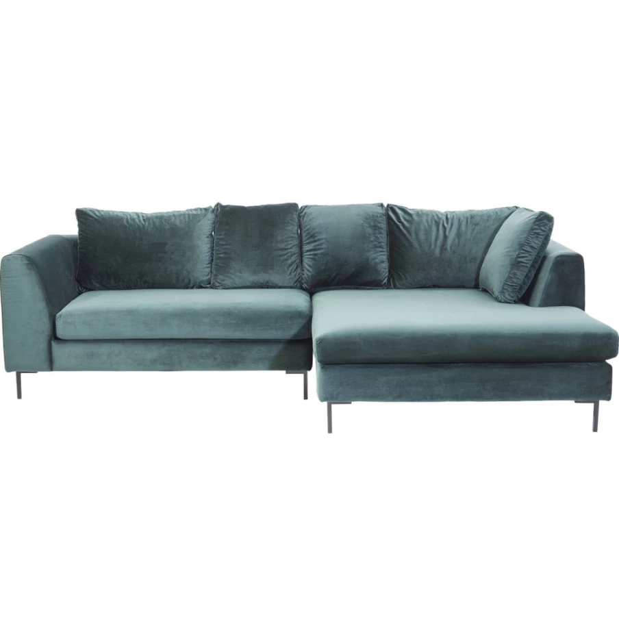 "KARE Design Gianni Dark Green Velvet Corner Sofa - Right Facing in Black"
