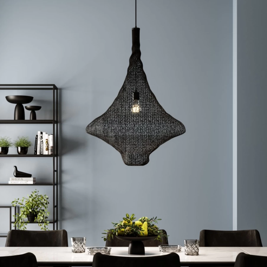 KARE Design Modern Cocoon Shape Black Pendant Lamp - 89cm Stylish Hanging Light for Home Decor
