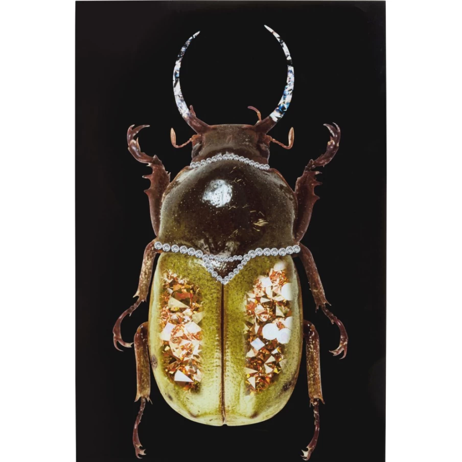 "KARE Design Shiny Dung Beetle Glass Wall Art Picture 80x120 cm Modern Home Decor"