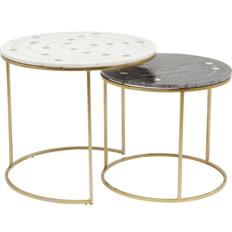 KARE Design Mystic Round Side Table - Set of 2 Small Modern End Tables