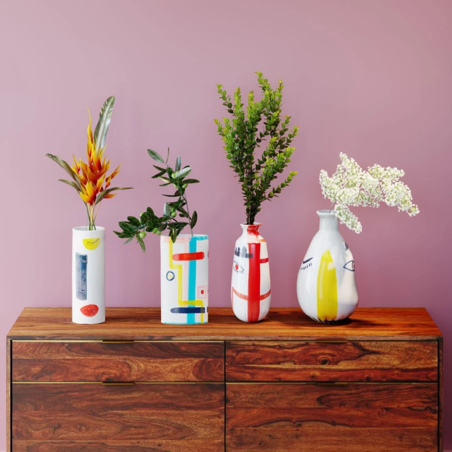 KARE Design Modern Colorful Face Art Vase - 23cm Decorative Home Decor