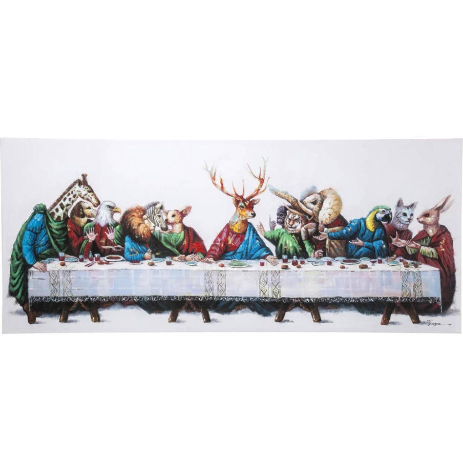 "KARE Design The Last Supper Picture Touched Canvas Art 240x100cm Religious Wall Decor"