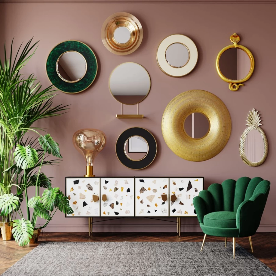 KARE Design Modern Foldable Wall Mirror with Wire Frame - 61cm Stylish Decorative Home Decor