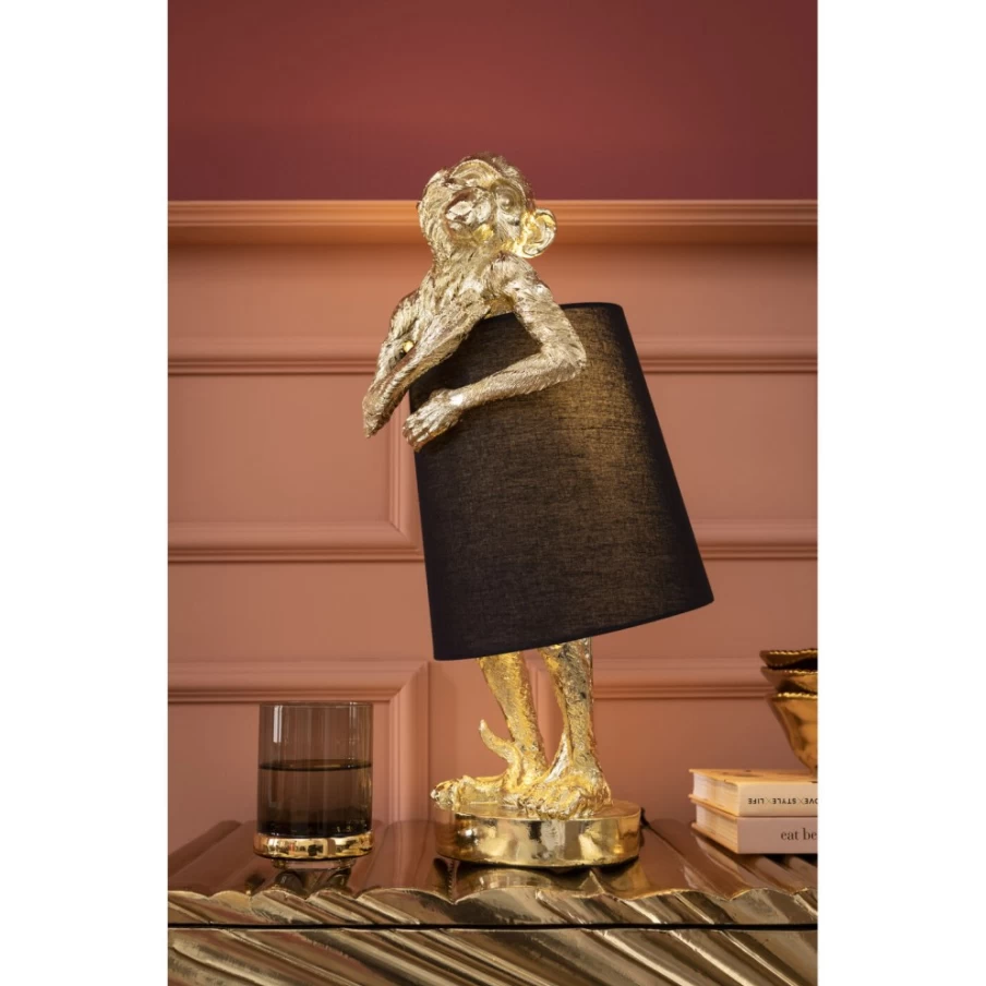 KARE Design Modern Gold and Black Monkey Table Lamp - Animal-Themed Decorative Lighting