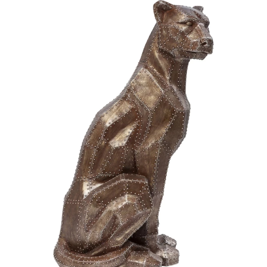 "KARE Design Modern Copper Sitting Cat Decor Figurine - Rivet Accent Home Statue"