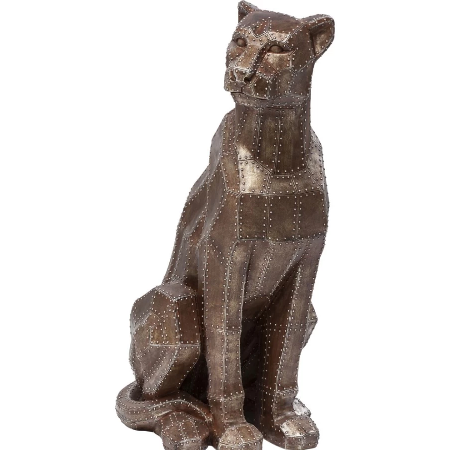 "KARE Design Modern Copper Sitting Cat Decor Figurine - Rivet Accent Home Statue"