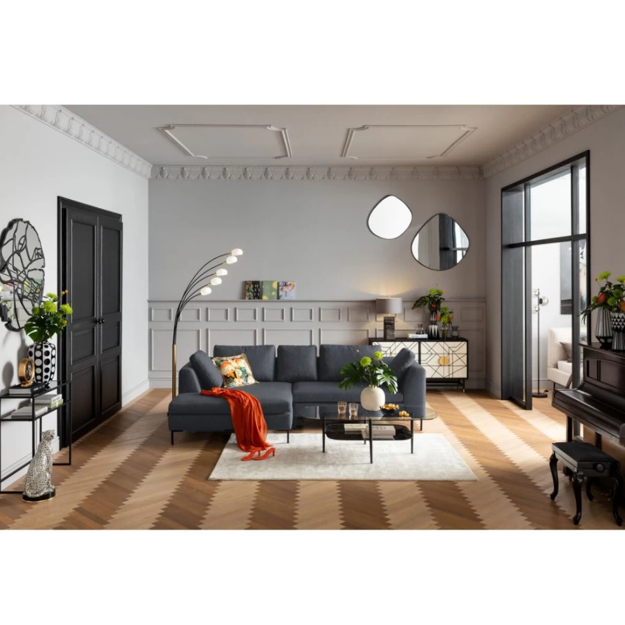 KARE Design Gianni Dolce Dark Grey Left Corner Sofa - Modern L-Shaped Sectional for Living Room