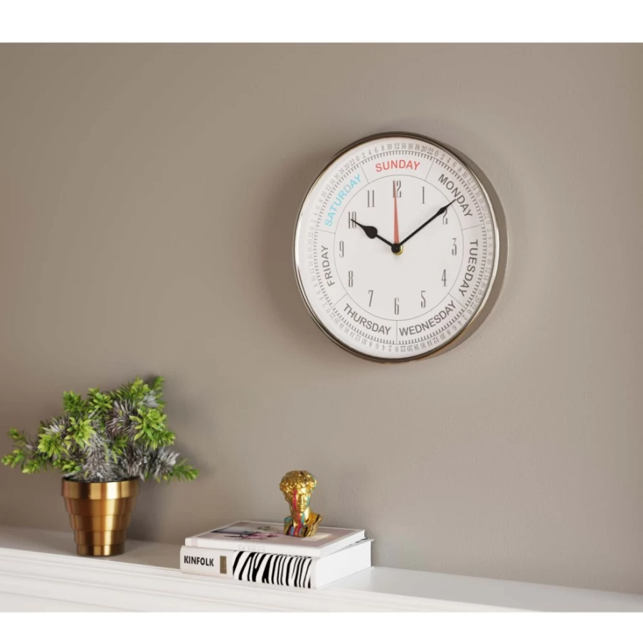KARE Design Modern Wall Clock with Barometer, 30cm Round Analog Decorative Clock for Home & Office