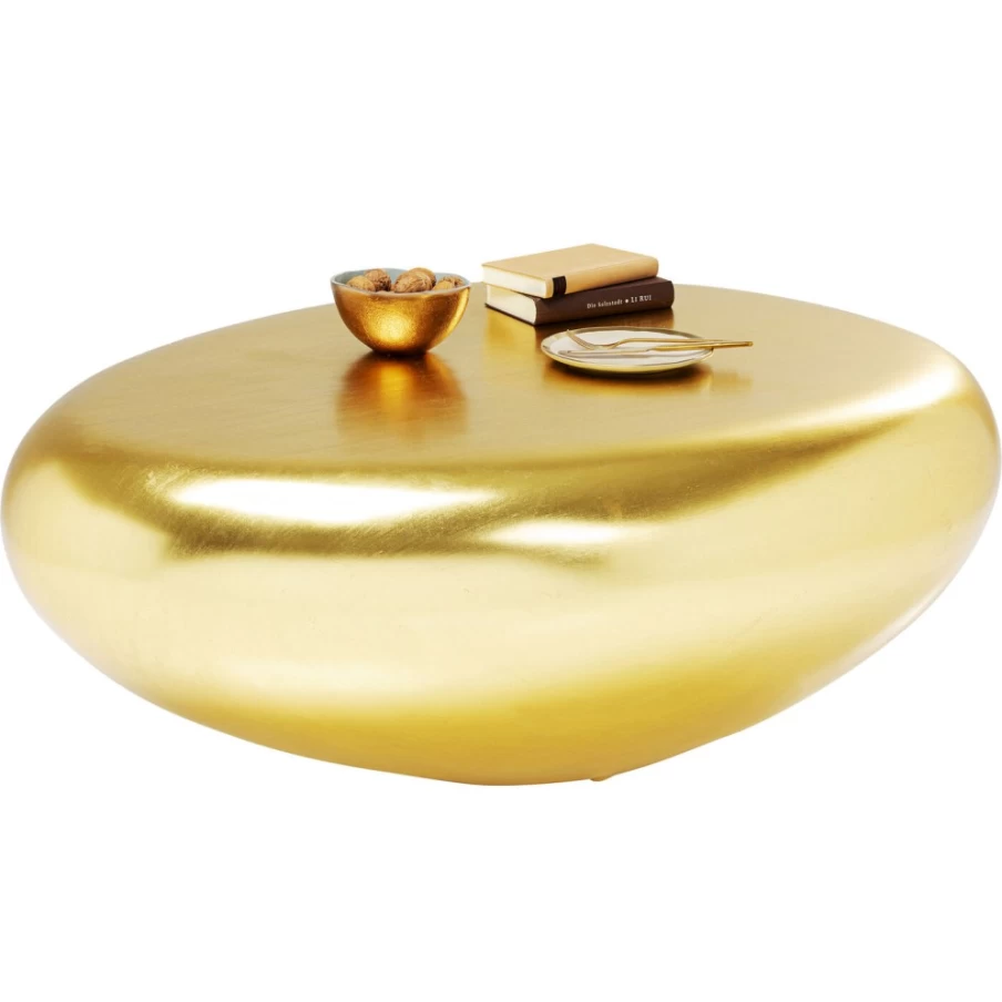 KARE Design Modern Gold Pebble Coffee Table 122x96 cm Stylish Living Room Center Table