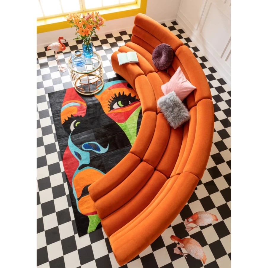 KARE Design Modern Wave Orange Sofa - Contemporary Living Room Element