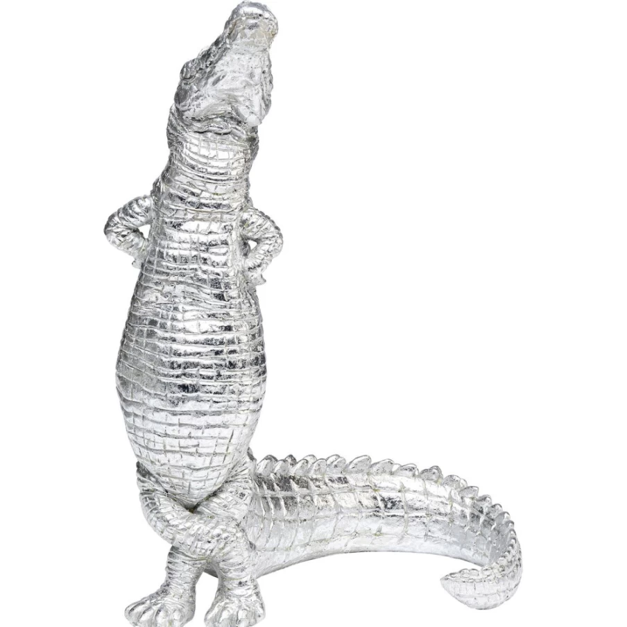 KARE Design Modern Alligator Sculpture Silver 39cm Deco Figurine Home Decor