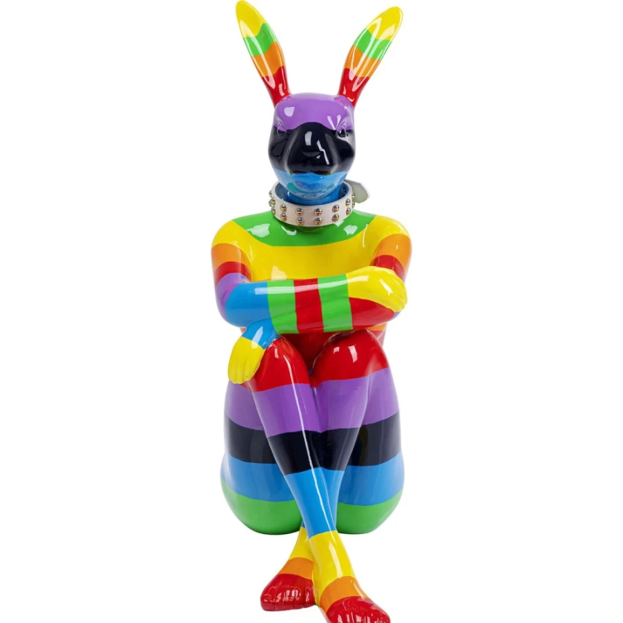 KARE Design Modern Rainbow Sitting Rabbit Decor Figurine - 80cm Whimsical Home Decoration