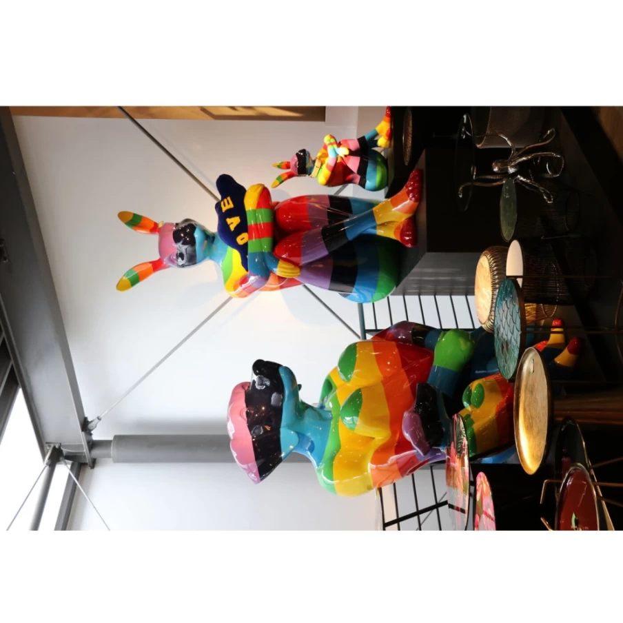 KARE Design Modern Rainbow Sitting Rabbit Decor Figurine - 80cm Whimsical Home Decoration