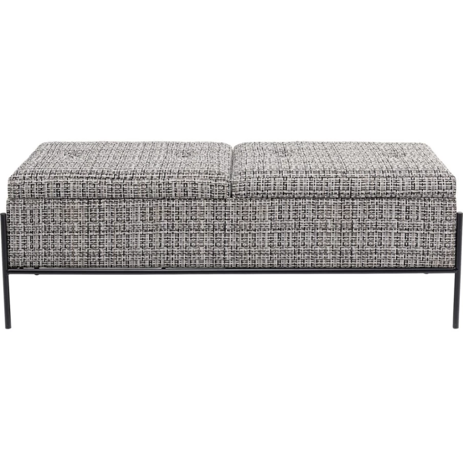 KARE Design Modern Black and White Bench with Storage and Button-Tufted Seat