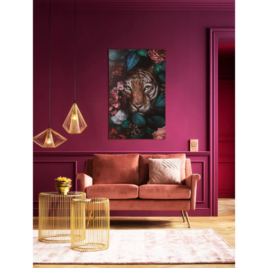 "KARE Design Canvas Wall Art - Tiger in Floral Jungle 90x140cm Framed Picture Print"