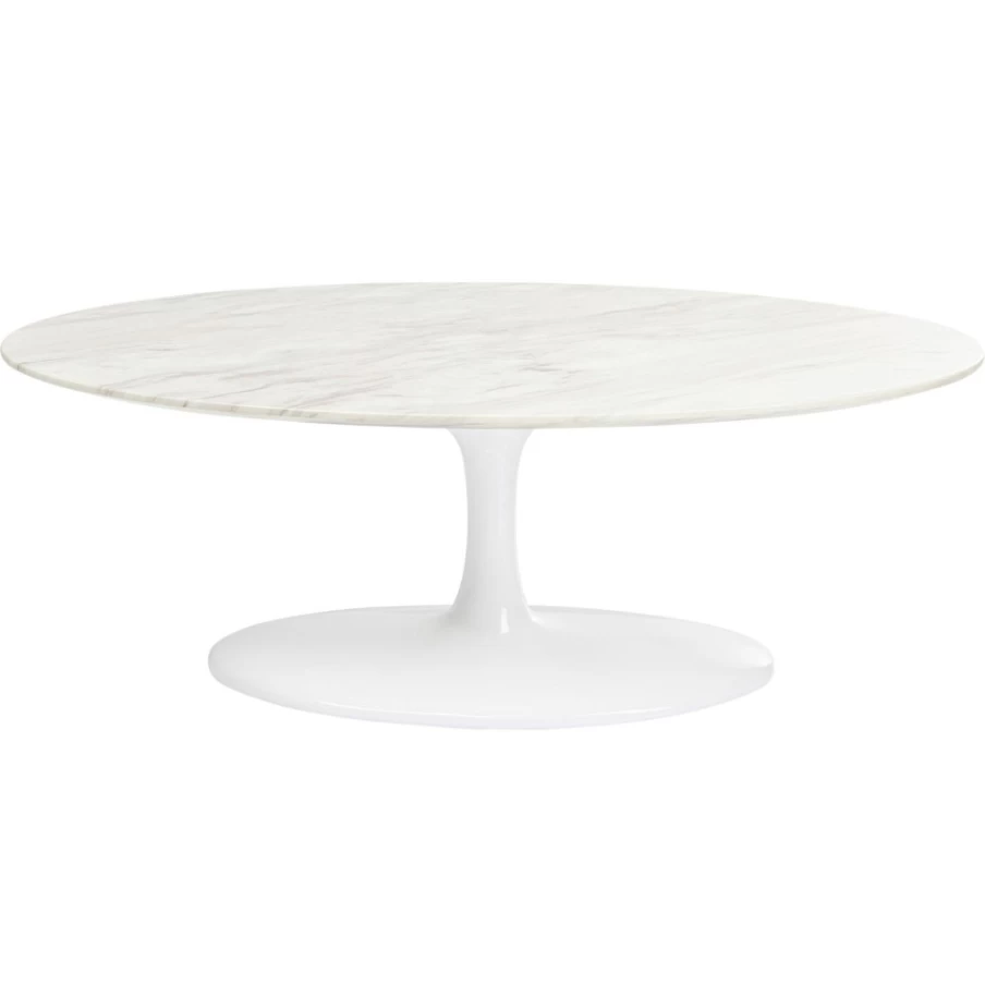 KARE Design Modern Oval Coffee Table - White Marble Top 120x60cm - Contemporary Living Room Furniture