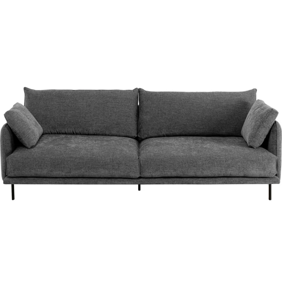 "KARE Design Edna 3-Seater Grey Fabric Sofa 245cm Modern Living Room Couch"