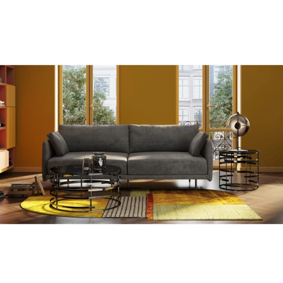 "KARE Design Edna 3-Seater Grey Fabric Sofa 245cm Modern Living Room Couch"