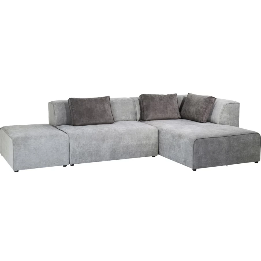 "KARE Design Modern Corner Sofa with Ottomane in Grey - Right Section Configuration"
