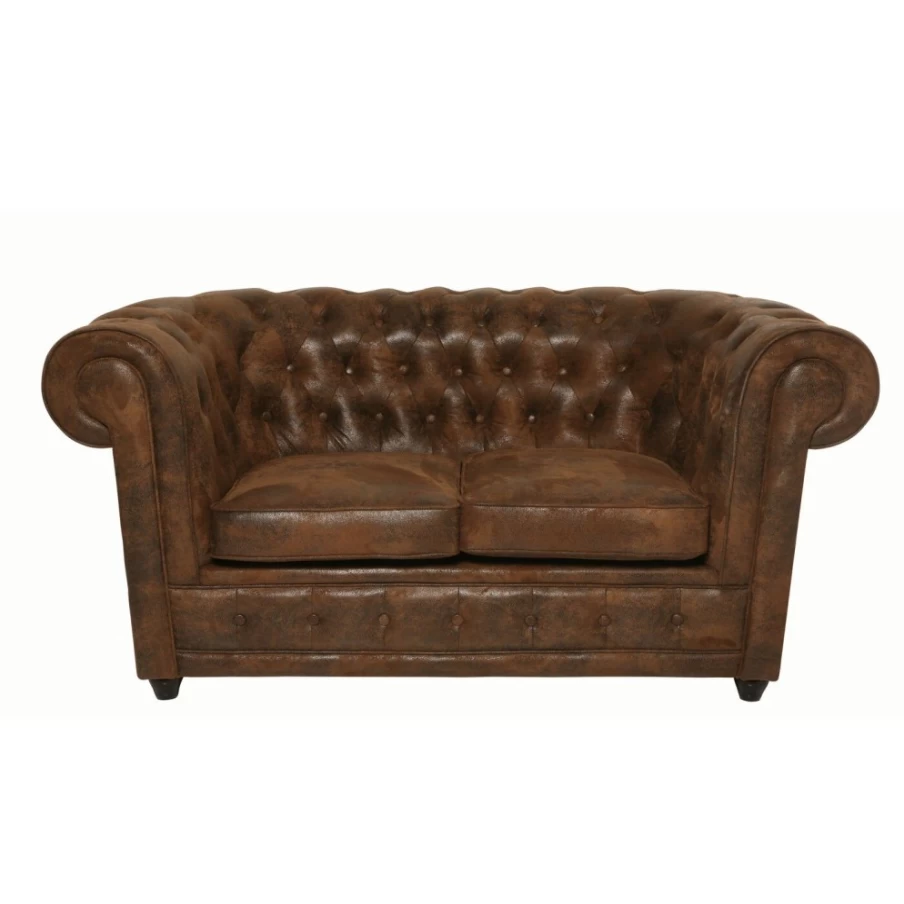 "KARE Design Vintage 2-Seater Oxford Smart Sofa – Retro Style Leather Couch for Living Room"