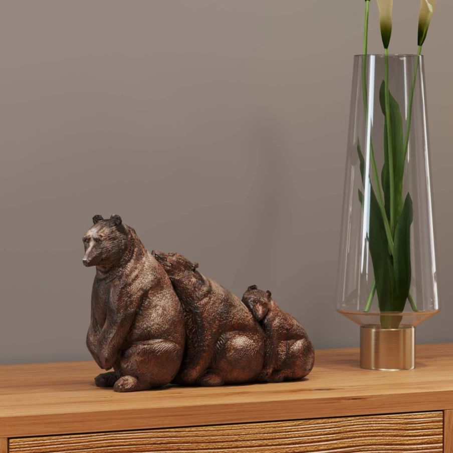 "KARE Design Relaxed Bear Family Sculpture - Modern Home Decor Figurine"