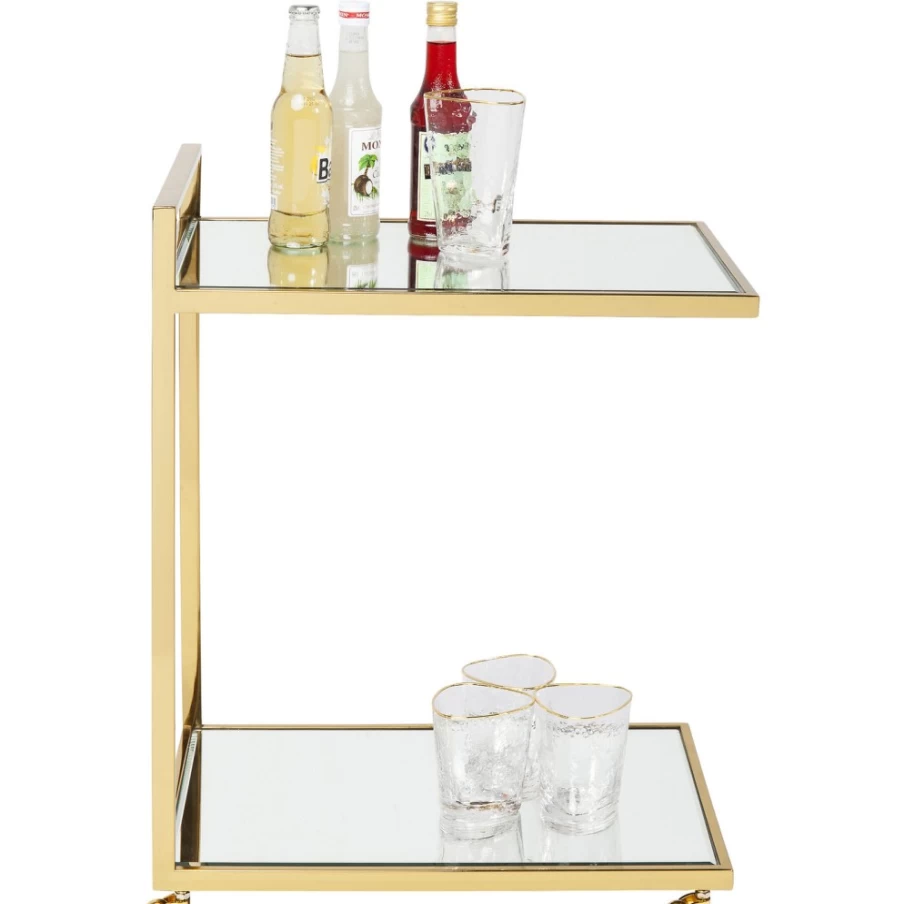 KARE Design Gold Bar Cart - Luxury Rolling Trolley for Home & Bar Decor