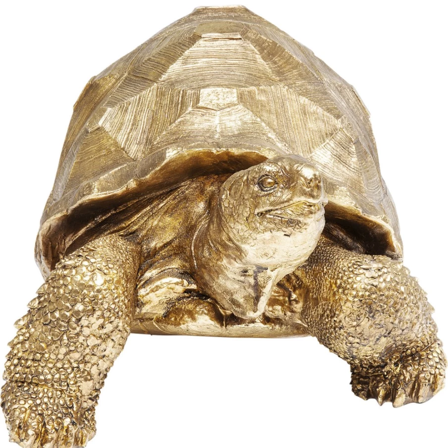 KARE Design Gold Turtle Sculpture - Medium 40Cm Decorative Figurine for Home & Garden