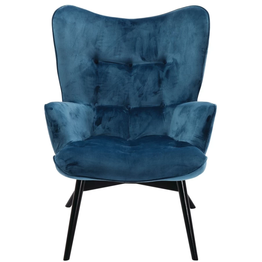 "KARE Design Vicky Velvet Armchair in Bluegreen – Luxurious Black Velvet Lounge Chair"