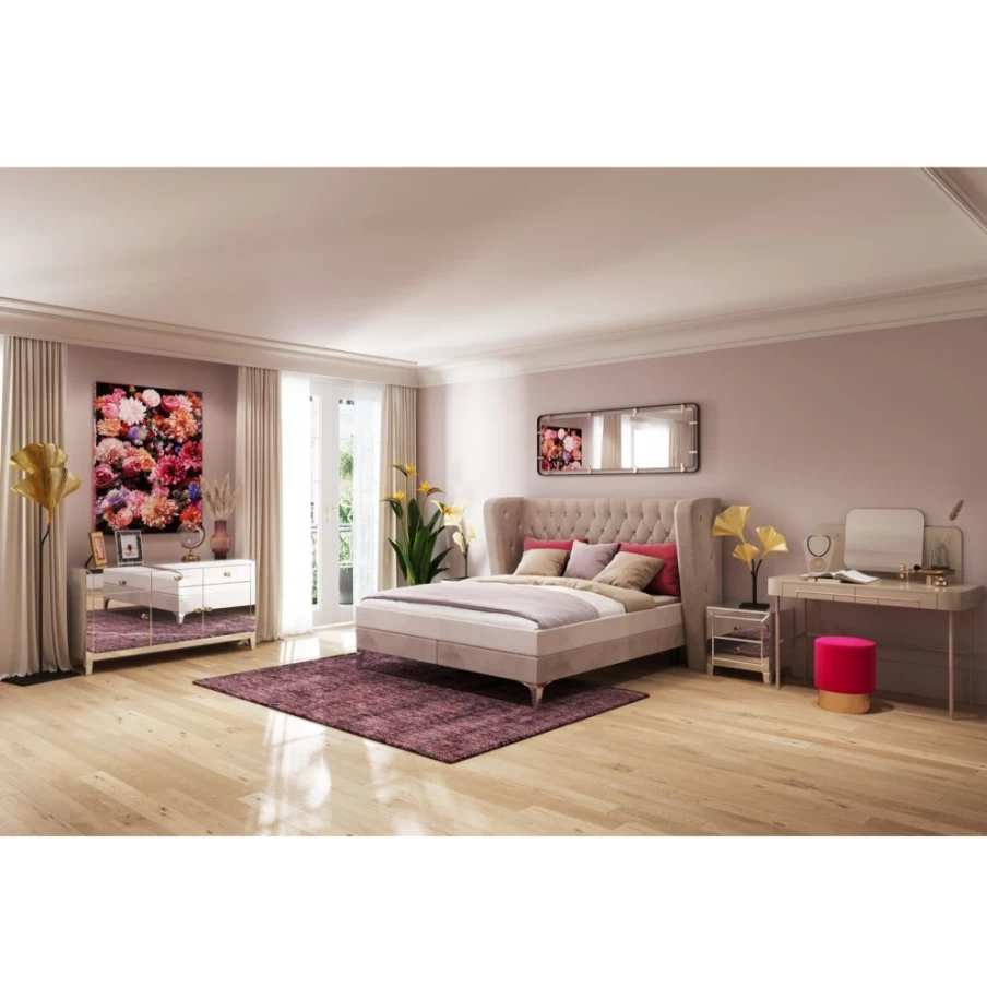 KARE Design Benito Moon Cream Box Spring Bed 180x200 cm - Luxury Comfort Queen Size