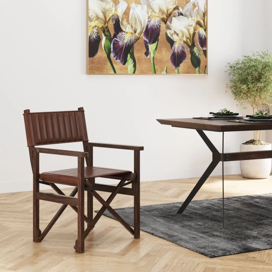 "KARE Design Modern Brown Leather Swivel Chair with Armrests – Ergonomic Office & Living Room Seating"