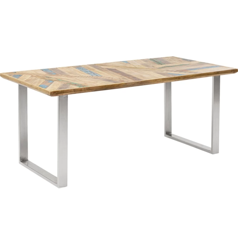 "KARE Design Modern Abstract Chrome Table 180x90cm - Contemporary Dining Table"