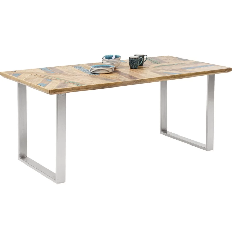 "KARE Design Modern Abstract Chrome Table 180x90cm - Contemporary Dining Table"
