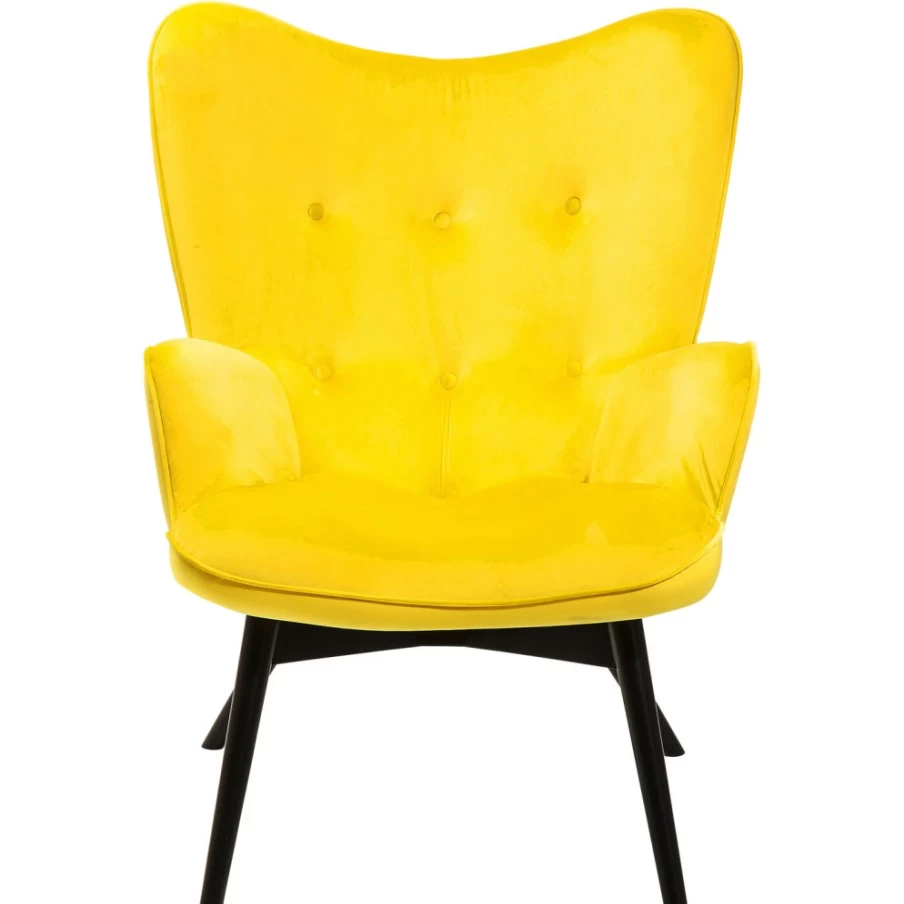 "KARE Design Vicky Velvet Armchair in Black and Yellow – Luxurious Comfort"