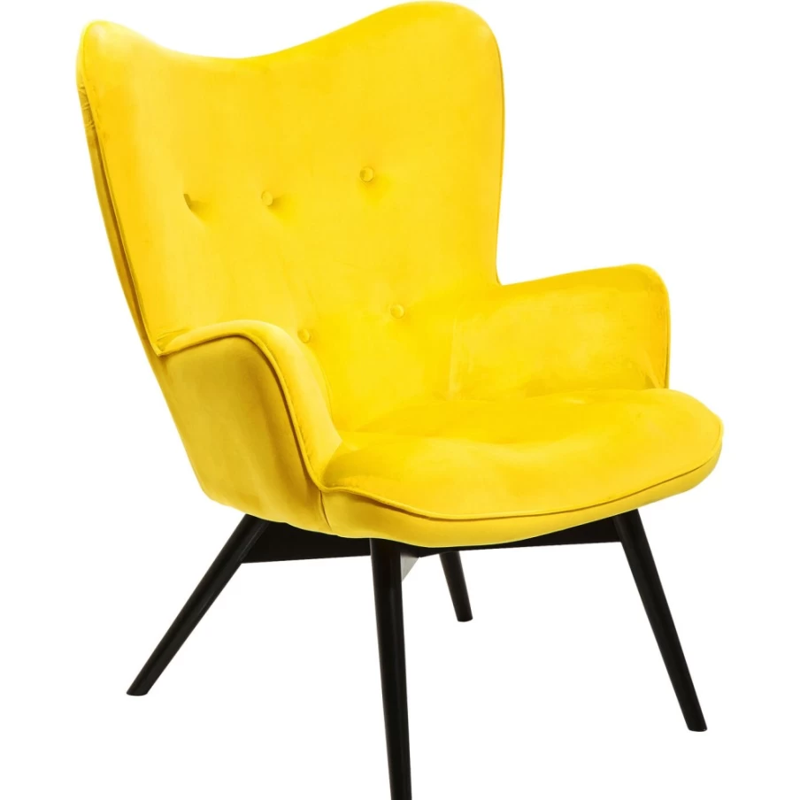 "KARE Design Vicky Velvet Armchair in Black and Yellow – Luxurious Comfort"