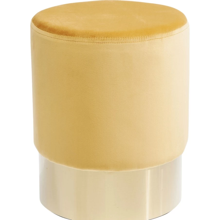 KARE Design Modern Cherry Orange Stool with Brass Accents - 35cm Height, Stylish Bar Stool for Home Decor