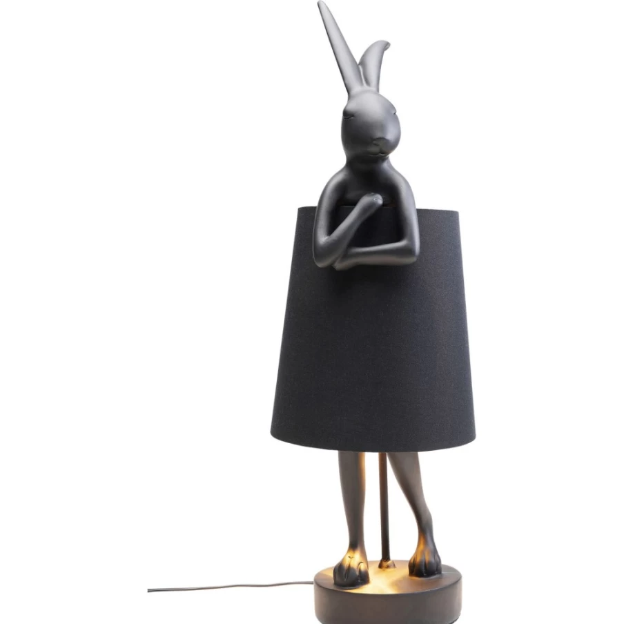 KARE Design Modern Rabbit Table Lamp - 68cm Matt Black Animal Nightstand Lighting