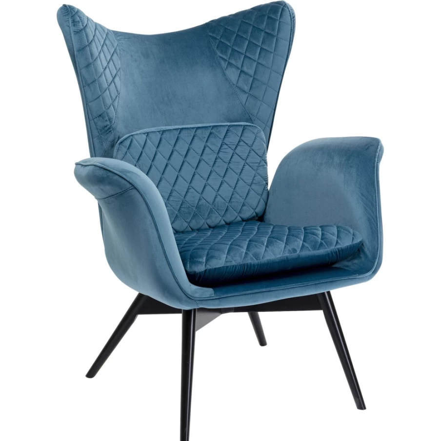 "KARE Design Tudor Velvet Armchair in Blue-Green – Luxurious Upholstered Lounge Chair"