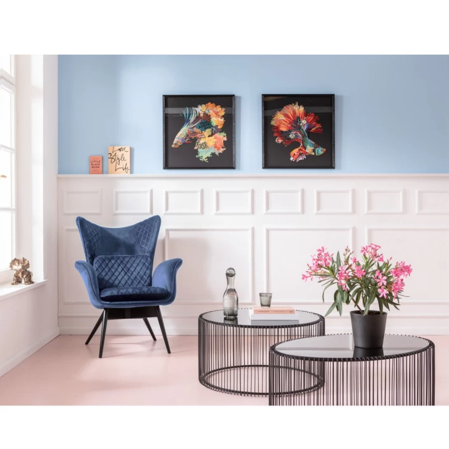"KARE Design Tudor Velvet Armchair in Blue-Green – Luxurious Upholstered Lounge Chair"