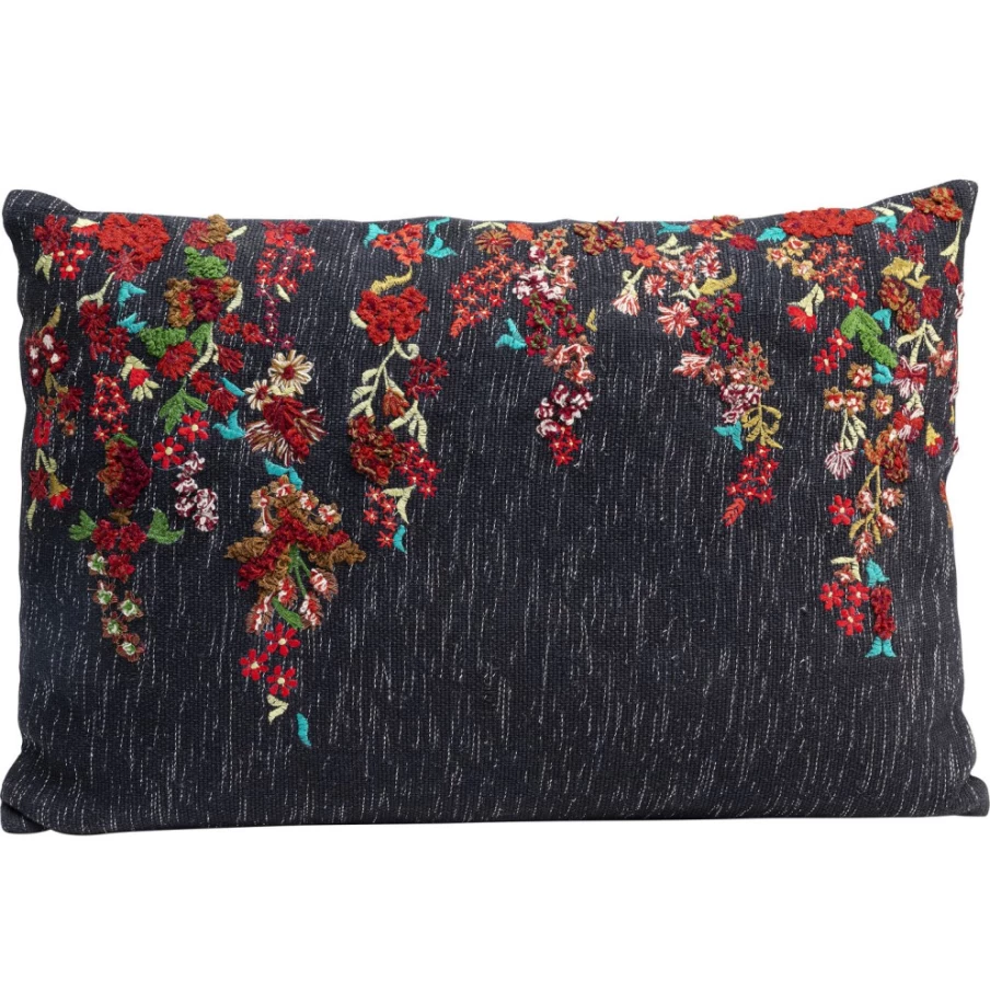 "KARE Design Modern Embroidery Cushion Cover 60x40 cm with Tendril Pattern"