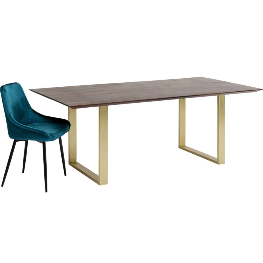 "KARE Design Modern Table Symphony Dark Brass Dining Table 200X100cm – Elegant Brass Finish"