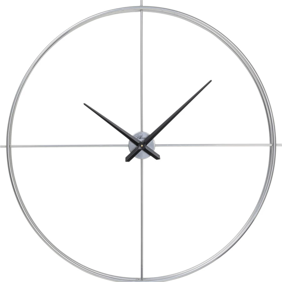 KARE Design Modern Silver Wall Clock 95cm Minimalist Round Silent Non-Ticking Decorative Home Office Clock