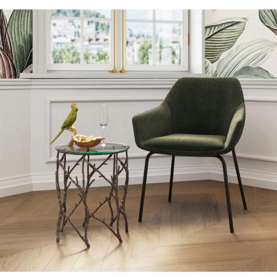 KARE Design Modern Side Table with Tree Branch Base, 44x34cm, Unique Nightstand for Bedroom Living Room