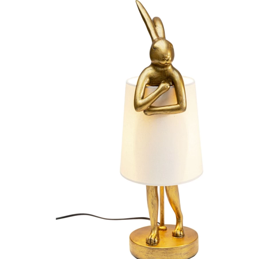 KARE Design Modern Gold and White Rabbit Table Lamp - 50cm Height Animal-Themed Lighting for Home Decor