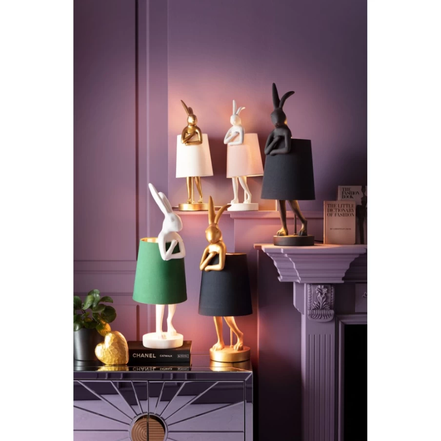 KARE Design Modern Gold and White Rabbit Table Lamp - 50cm Height Animal-Themed Lighting for Home Decor