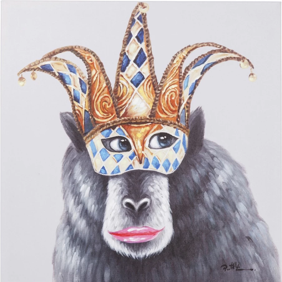"KARE Design Carnival Monkey Abstract Art Print 70x70cm Picture Touched Wall Decor"