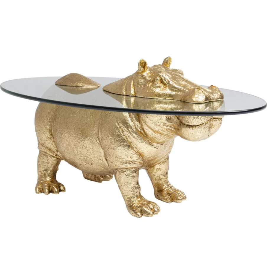 KARE Design Modern Hippo Shape Coffee Table - 80cm x 49cm Unique Animal Furniture for Living Room