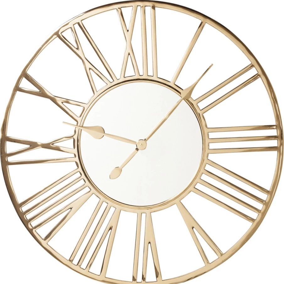 KARE Design Modern Giant Gold Wall Clock 80cm - Luxury Oversized Decorative Round Clock for Living Room & Office