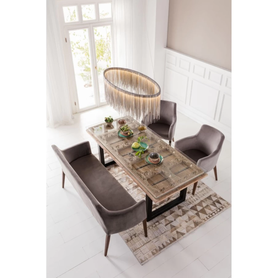 "KARE Design Velvet Grey Armchair - Luxurious Comfort with Armrests"