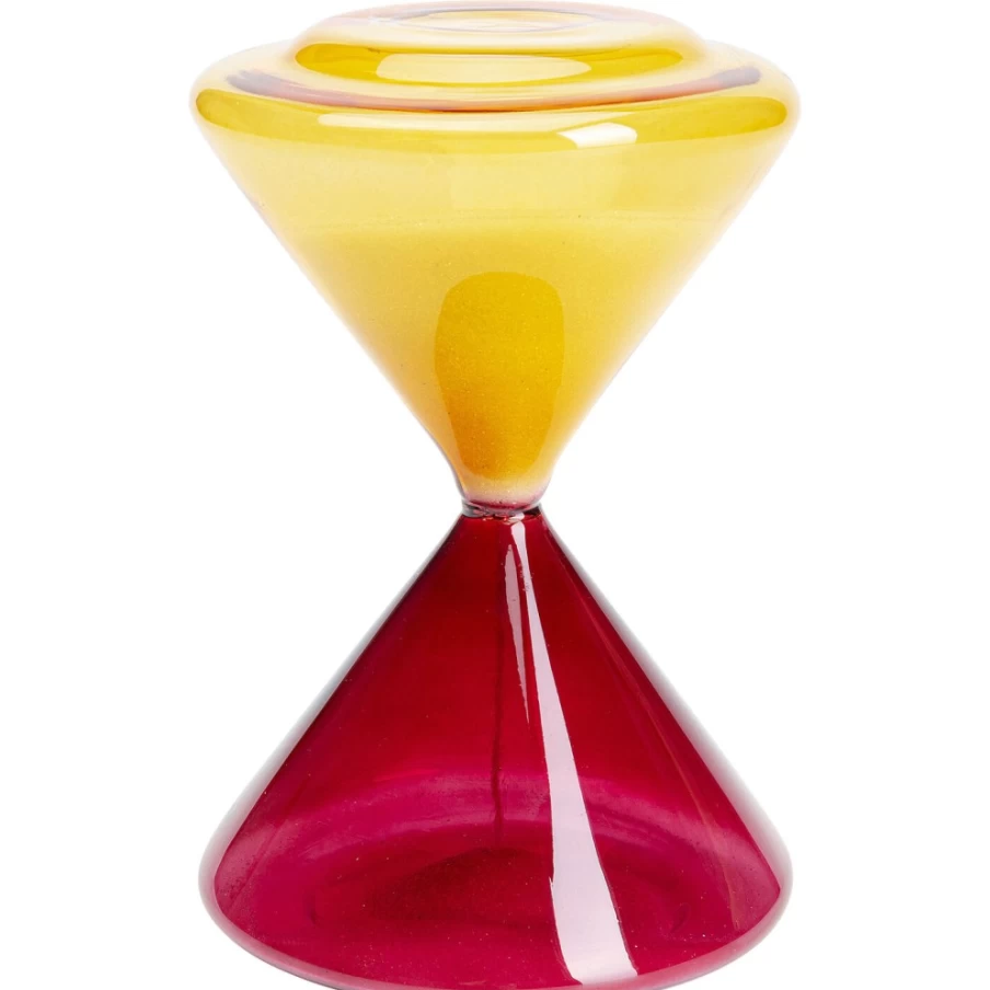 KARE Design Modern Red-Orange Hourglass Sand Timer 18cm Decorative Desktop Timer