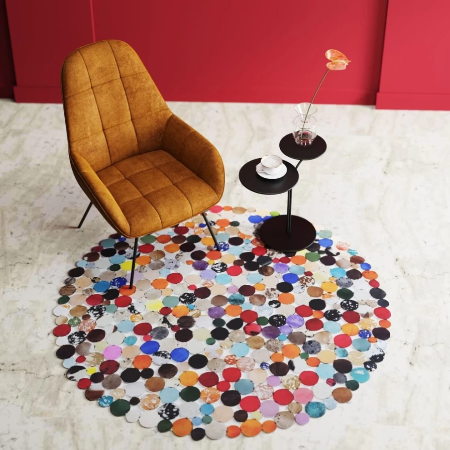 KARE Design Modern Round Carpet - 150cm Diameter Multi-Color Circle Rug for Stylish Home Decor